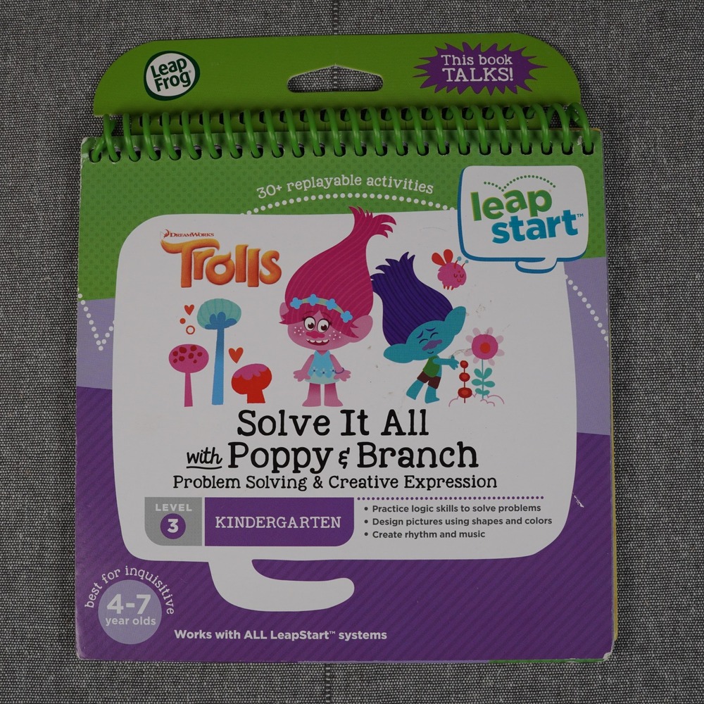 LeapFrog LeapStart Trolls Solve It All Poppy Branch Level 3 Kindergarten Book